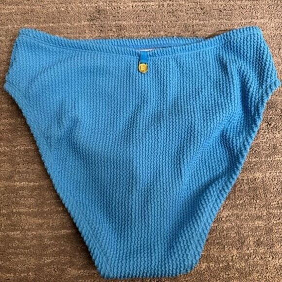 Bleu Rod Beattie Malibu Blue 90's Hi Waist Textured Bikini Bottom Size 4 NWOT - Picture 2 of 6